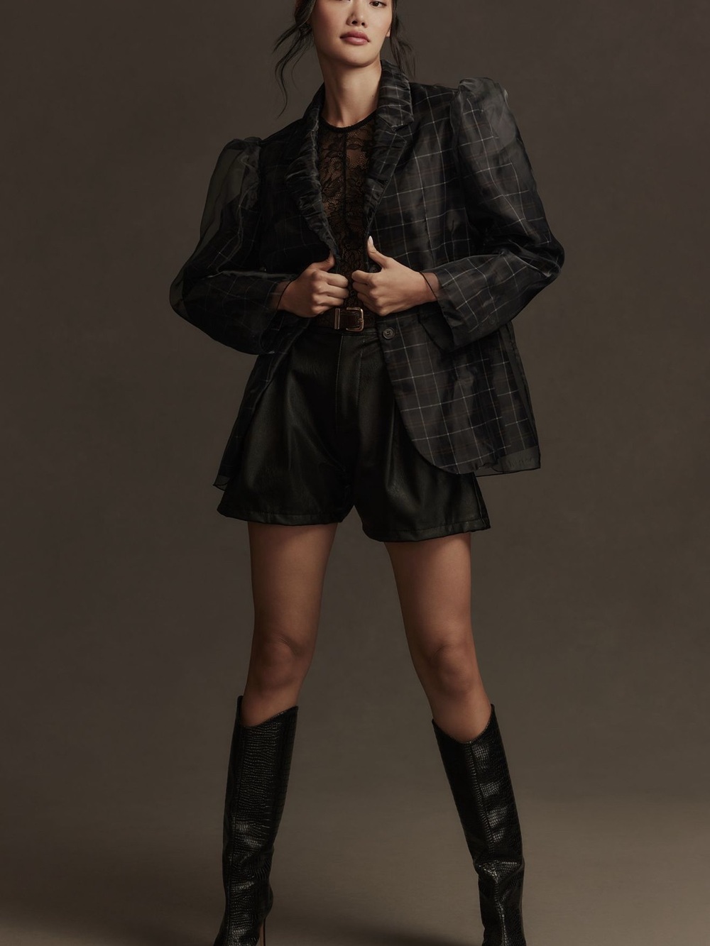 By Anthropologie Tulle Overlay
Plaid Blazer